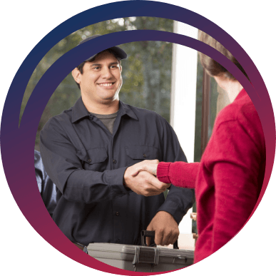 Service man shaking hands with HVAC customer